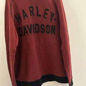 Harley Davidson Sweatshirt Burgundy Red Long Sleeve Spellout Crewneck Sz XL